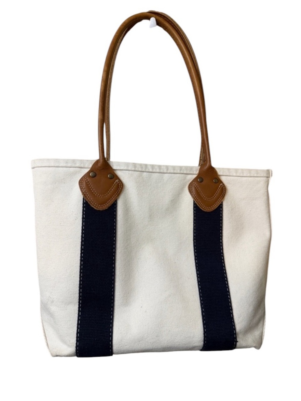 L.L.Bean Leather-Handle Katahdin Boat and Tote Navy Cream - Picture 2 of 9